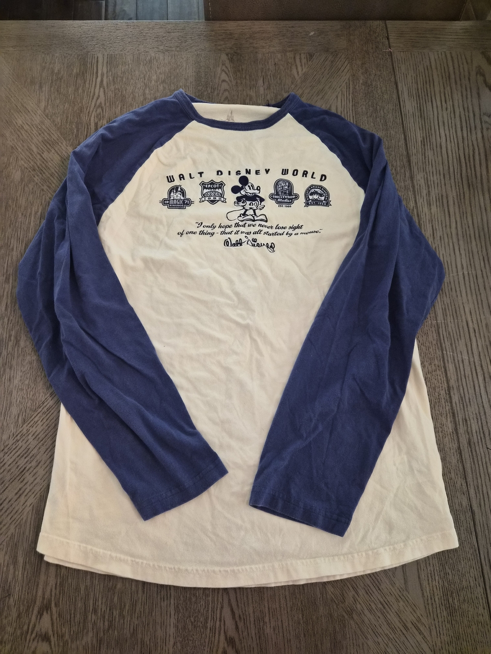 Disney Walt Disney World Raglan Long Sleeve Tee - Blue & White